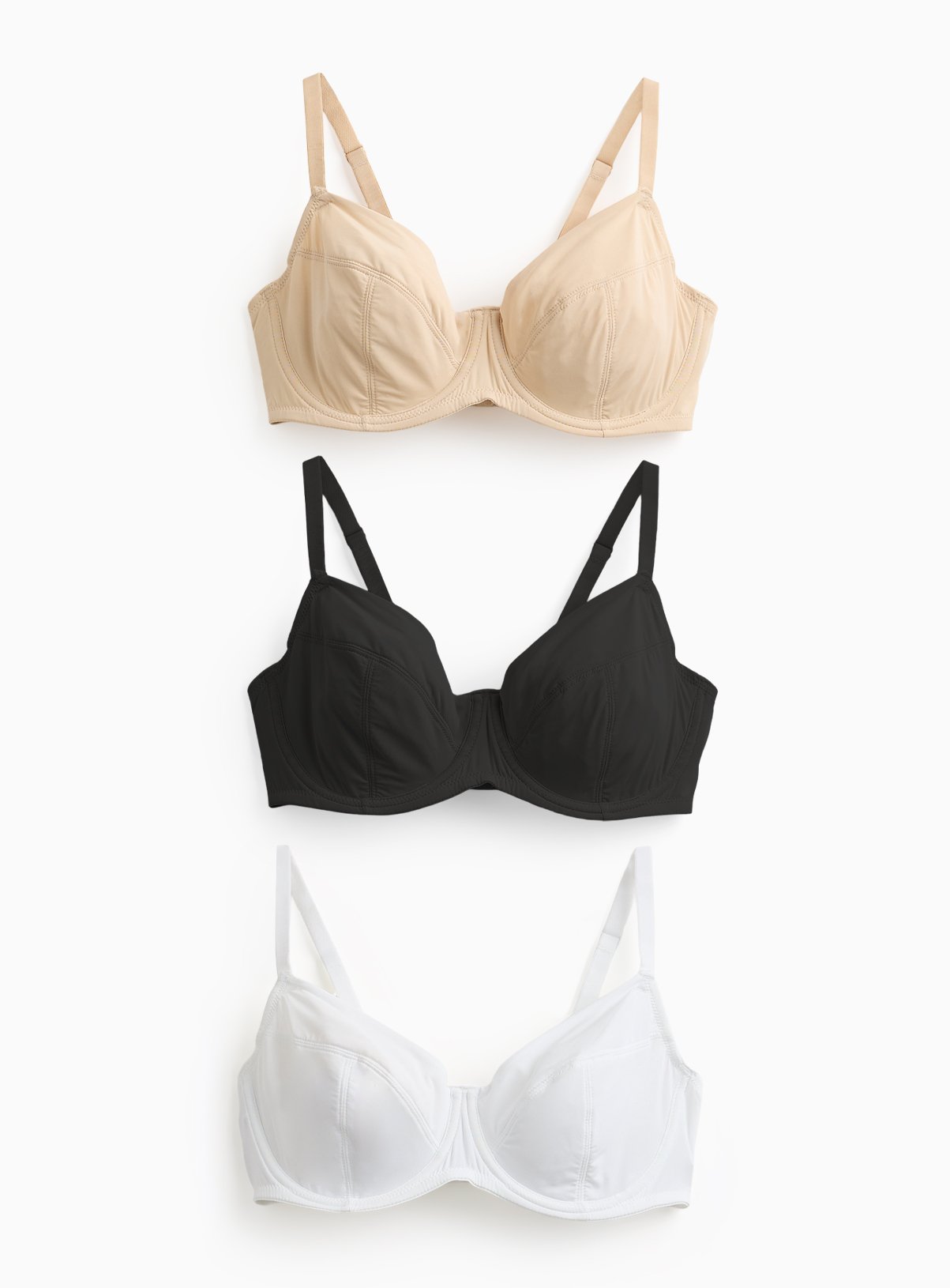 DD+ Plain Full Cup Underwired Bra 3 Pack 42GG - Image 1 thumbnail